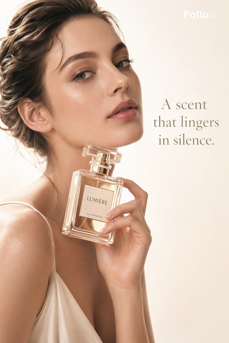 AI luxury perfume editorial product ad